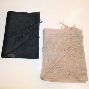 VINTAGE SCARVES, 2-PACK – BLACK & BEIGE